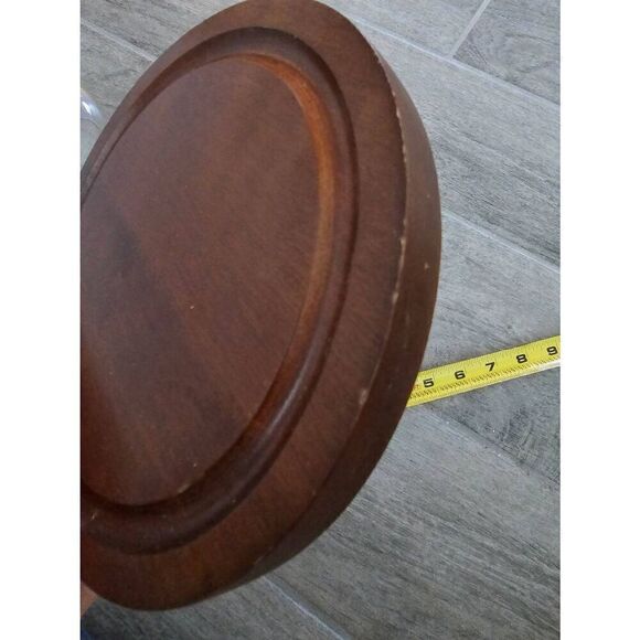 Mid-Century Modern Good‎ Wood Teak and Glass Dome Display Case Cloche - Picture 8 of 9